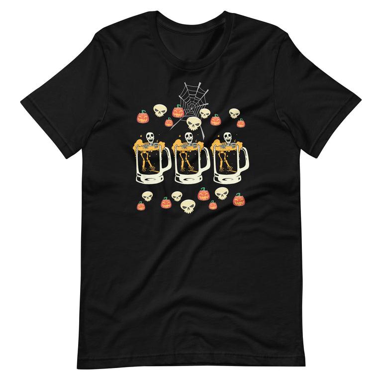 Scary Skeleton Party Halloween Costume 2024 Drinking Beer Unisex t-shirt