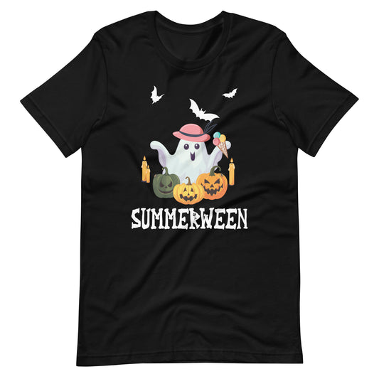 Summerween Vibes Ghost Pumpkin Spooky Beach Summer Halloween Unisex t-shirt