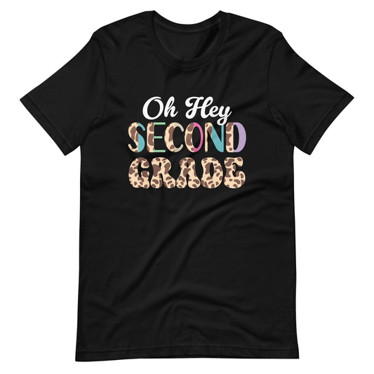 Oh Hey Second 2nd Grade Leopard Back To School Teacher Kids Unisex t-shirt